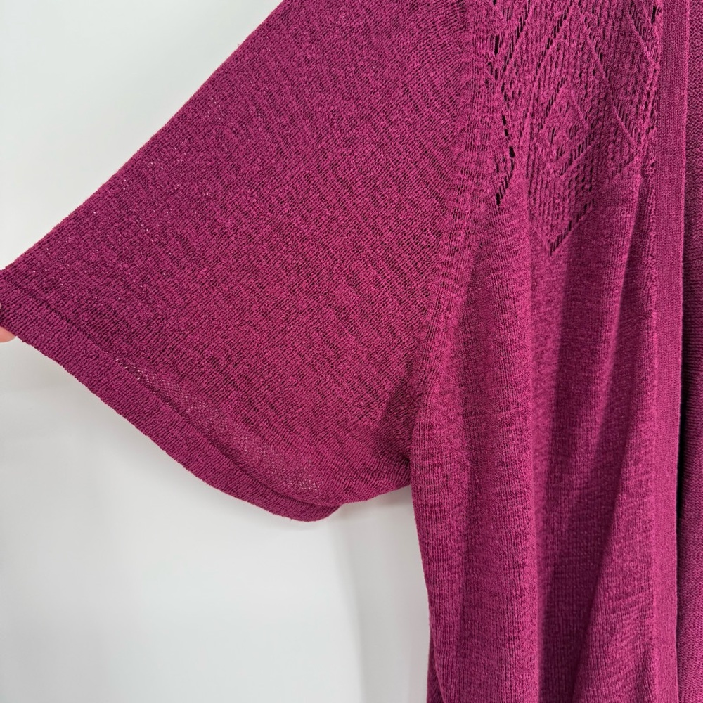 Catherines Open Front Cardigan Sweater Size 3X Short Sleeves Purple Cutouts - Picture 6 of 9